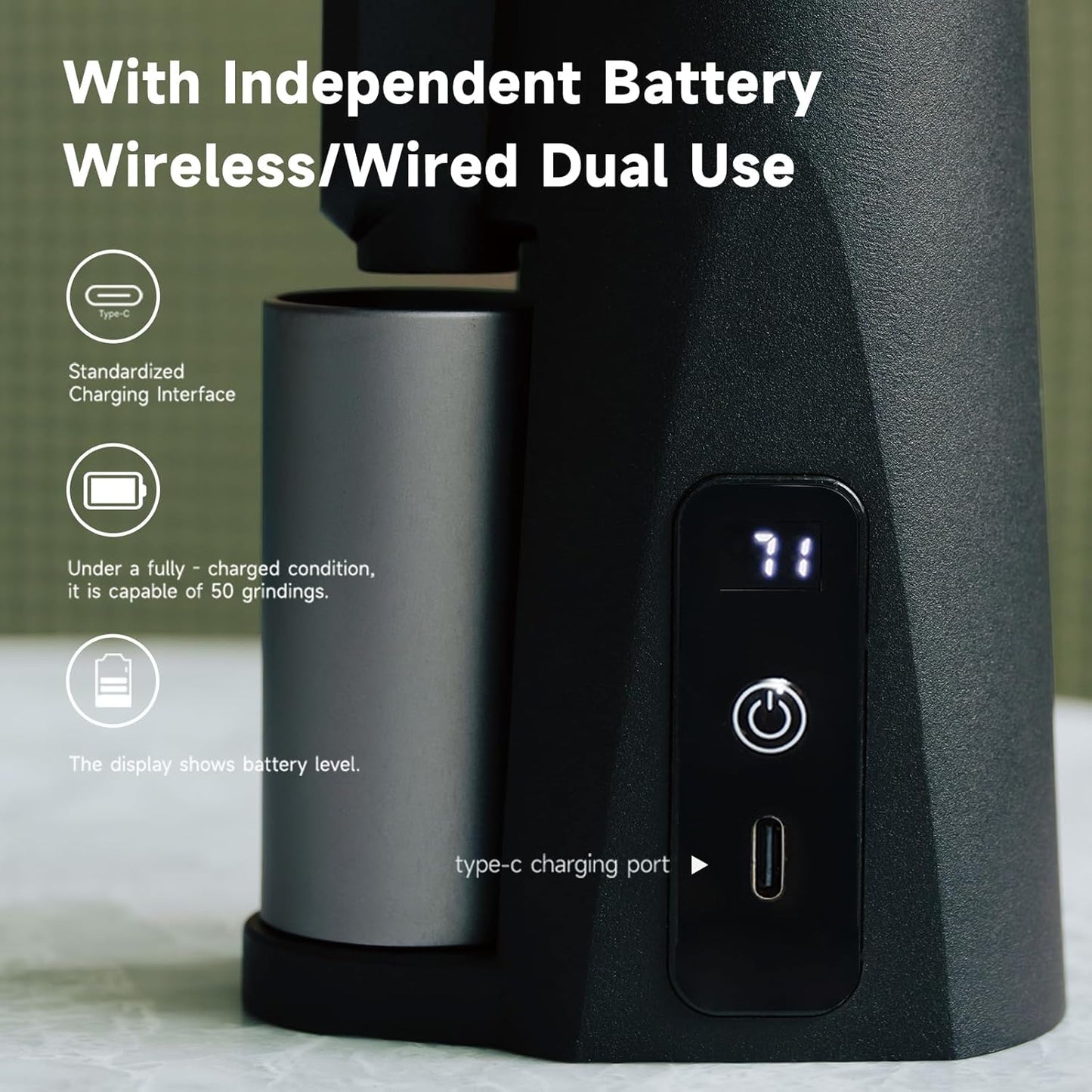 STARSEEKER EDGE mini Portable Coffee Grinder -Pocket Sized Conical Burr Grinder with 2600mAh Battery & 0.1mm Stepless Adjustment for Espresso, Pour Over, Cold Brew, Camping, Travel, Home & Office Use