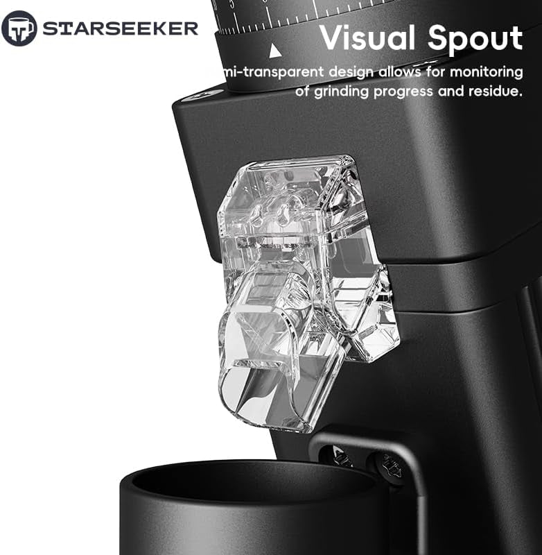 STARSEEKER E55 Pro Electric Coffee Grinder, 55mm Titanium Conical Burr - Professional Espresso Grinder with Stepless Adjustment & Anti-Static Tech, for Home, Office, Café Use