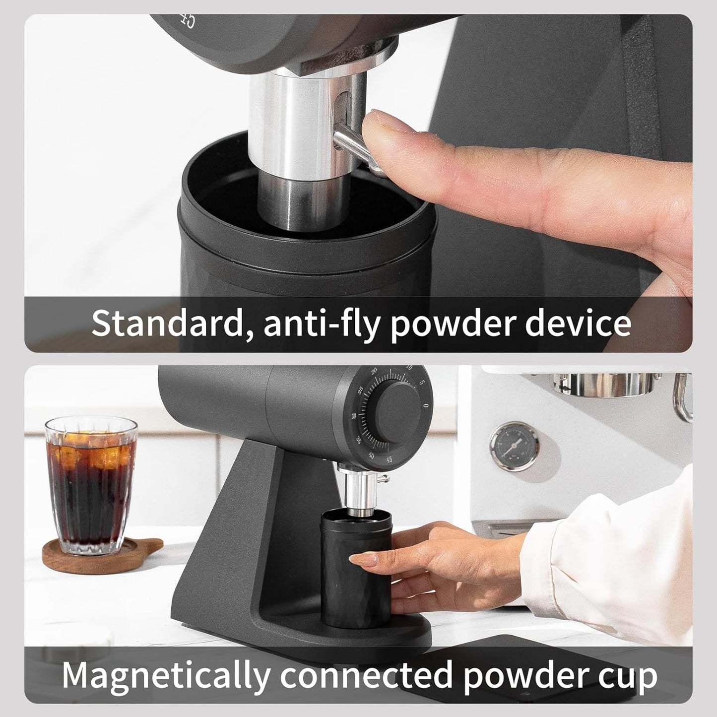 STARSEEKER AK74 Electric Bean Grinder 74mm Titanium Flat Knife Espresso Hand-brewed Coffee Home Commercial adjustable speed Coffee Burr Grinder with timer