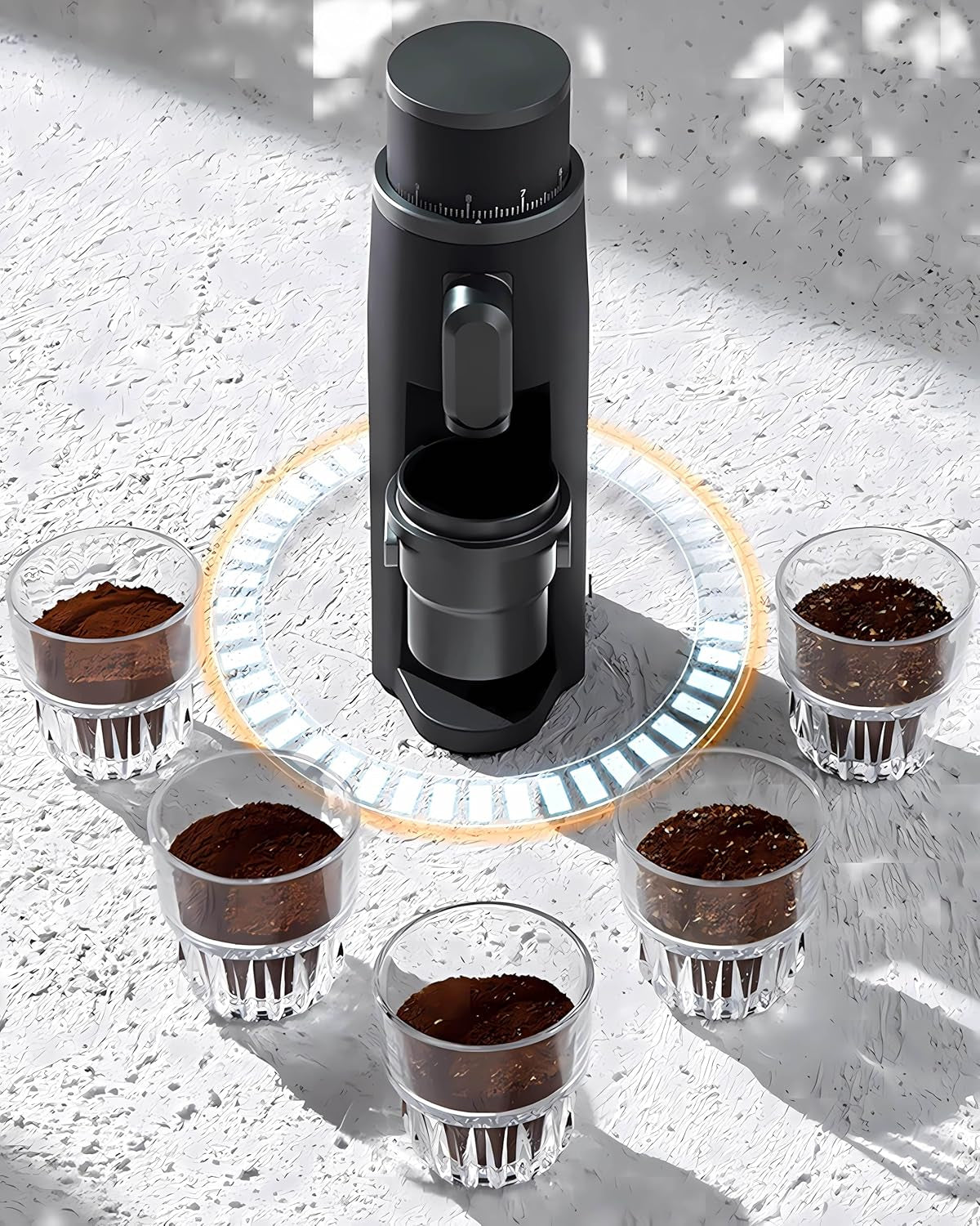 STARSEEKER EDGE3.0 Electric Coffee Grinder Aluminum Automatic Coffee Bean Grinder for French Press Drip Coffee and Espresso Removable Fineness Adjustment Magnetic Suction Port with Cup (Black)