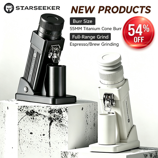 STARSEEKER E55 Pro Electric Coffee Grinder, 55mm Titanium Conical Burr - Professional Espresso Grinder with Stepless Adjustment & Anti-Static Tech, for Home, Office, Café Use