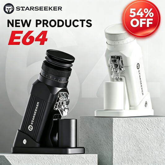 STARSEEKER E64 Electric Coffee Grinder 64MM Espresso Titanium Flat burr Stepless Fineness Adjustment Home Bean Grinder