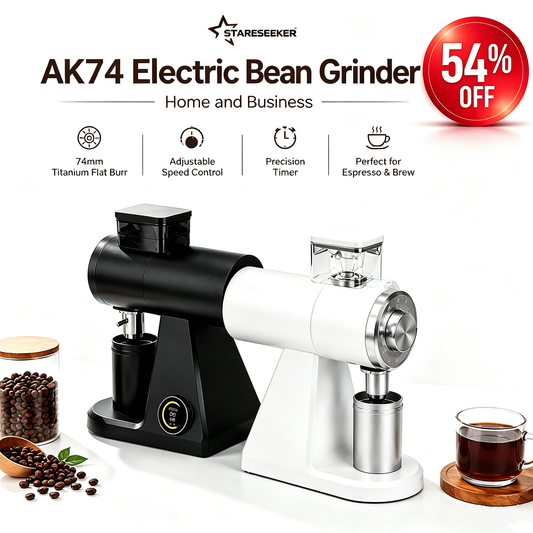 STARSEEKER AK74 Electric Bean Grinder 74mm Titanium Flat Knife Espresso Hand-brewed Coffee Home Commercial adjustable speed Coffee Burr Grinder with timer