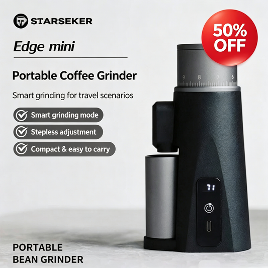 STARSEEKER EDGE mini Portable Coffee Grinder -Pocket Sized Conical Burr Grinder with 2600mAh Battery & 0.1mm Stepless Adjustment for Espresso, Pour Over, Cold Brew, Camping, Travel, Home & Office Use
