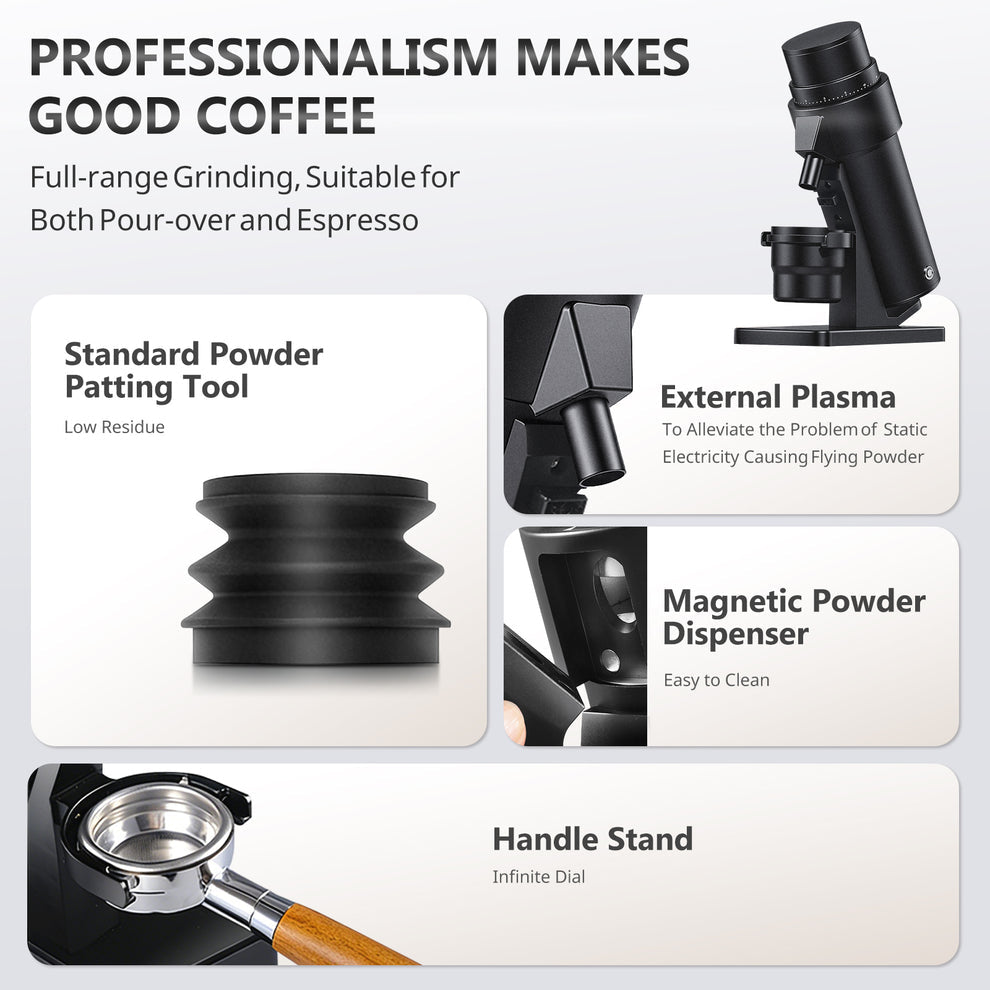 STARSEEKER EDGE Plus Electric Coffee Grinder,63MM Burr Coffee Grinder Hand Brew Coffee Bean Grinder Stepless Fineness Adjustment Removable Magnetic Suction Port