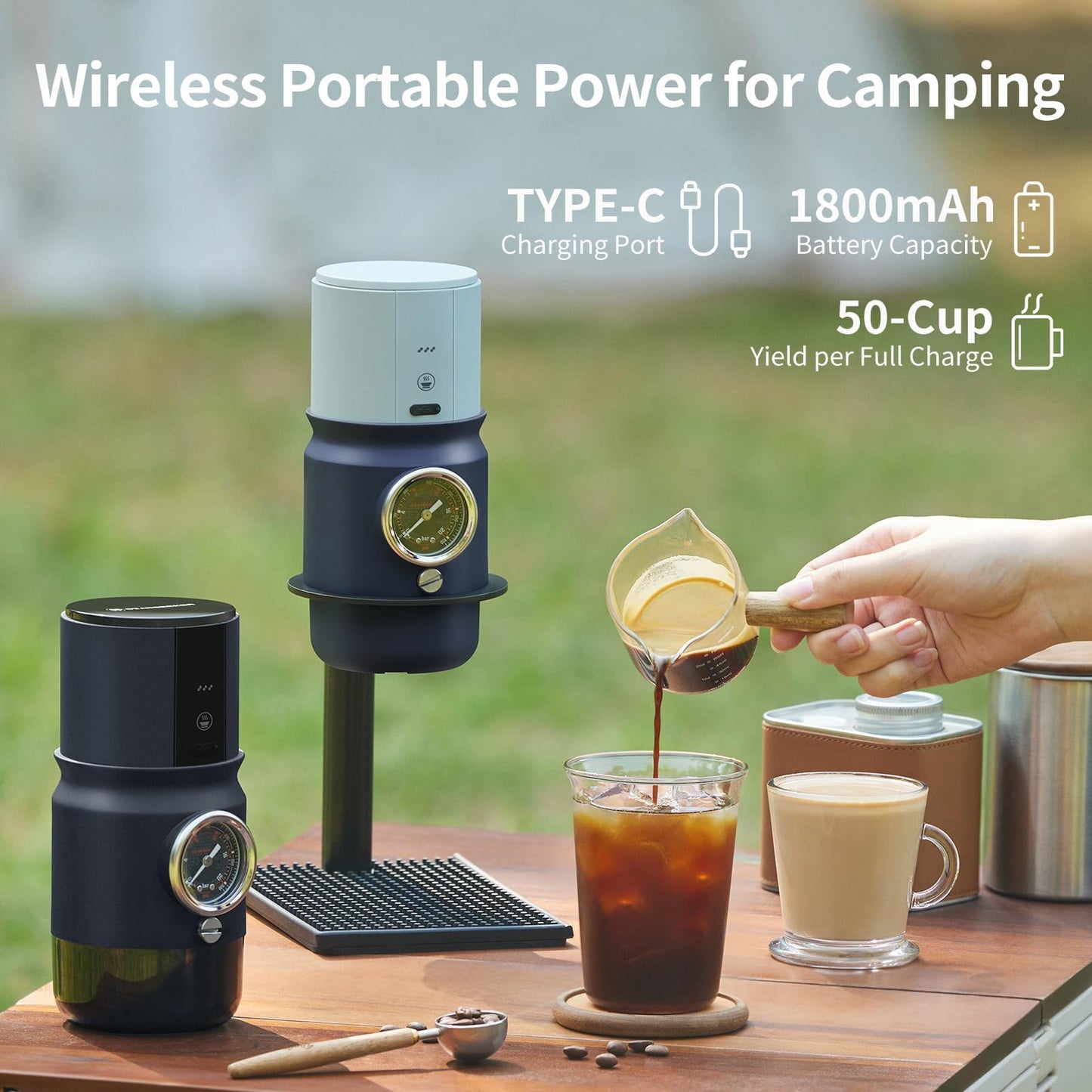 STARSEEKER Super58 Portable Espresso Machine, 18-20g Adjustable Pressure, USB-C Car Coffee Maker for Camping, RV, Hiking & Office