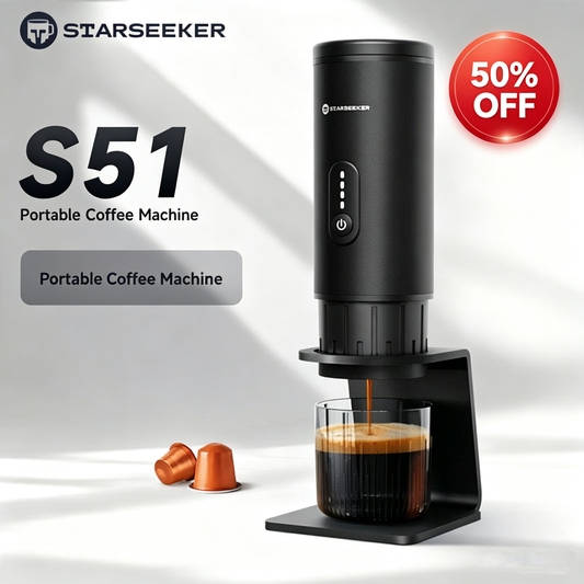 STARSEEKER S51 Portable Coffee Maker Travel Electric Capsule Espresso Machine With USB-C Wireless Heating Bottomless Extraction