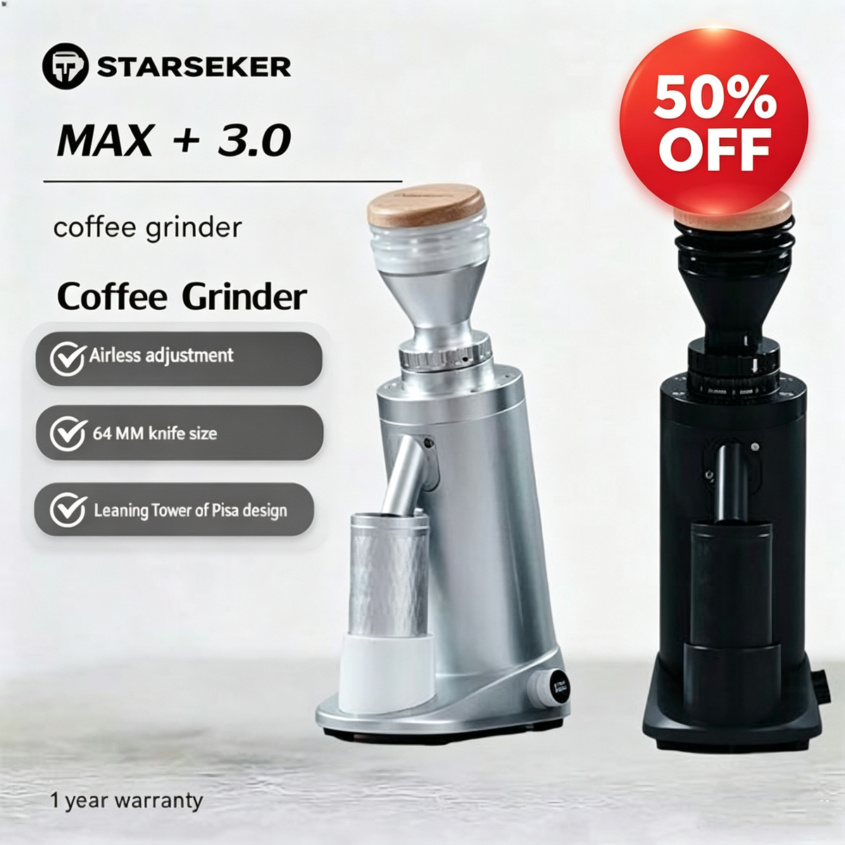 STARSEEKER MAX+ 2.0/3.0 FLATKNIFE/CONICALKNIFE Coffee grinder Titanium 64mm Stepless Coffee Grinder Titanium gear 64mm.
