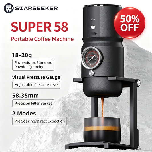 STARSEEKER Super58 Portable Espresso Machine, 18-20g Adjustable Pressure, USB-C Car Coffee Maker for Camping, RV, Hiking & Office