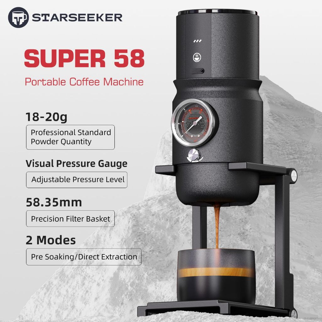 【Kit】STARSEEKER EDGE Mini Portable Electric Coffee Grinder and Super58 Portable Coffee Machine Set